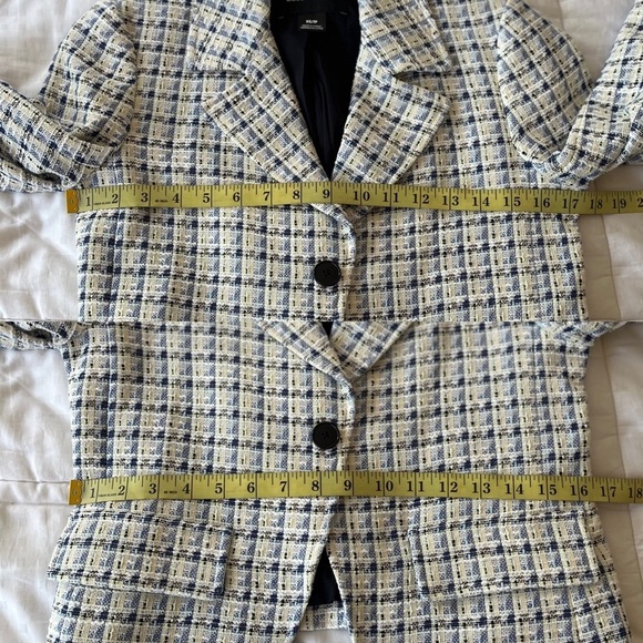 💟 CLUB MONACO Textured Cutaway Crop Single-breasted Blazer Size XS Multi - Picture 15 of 16